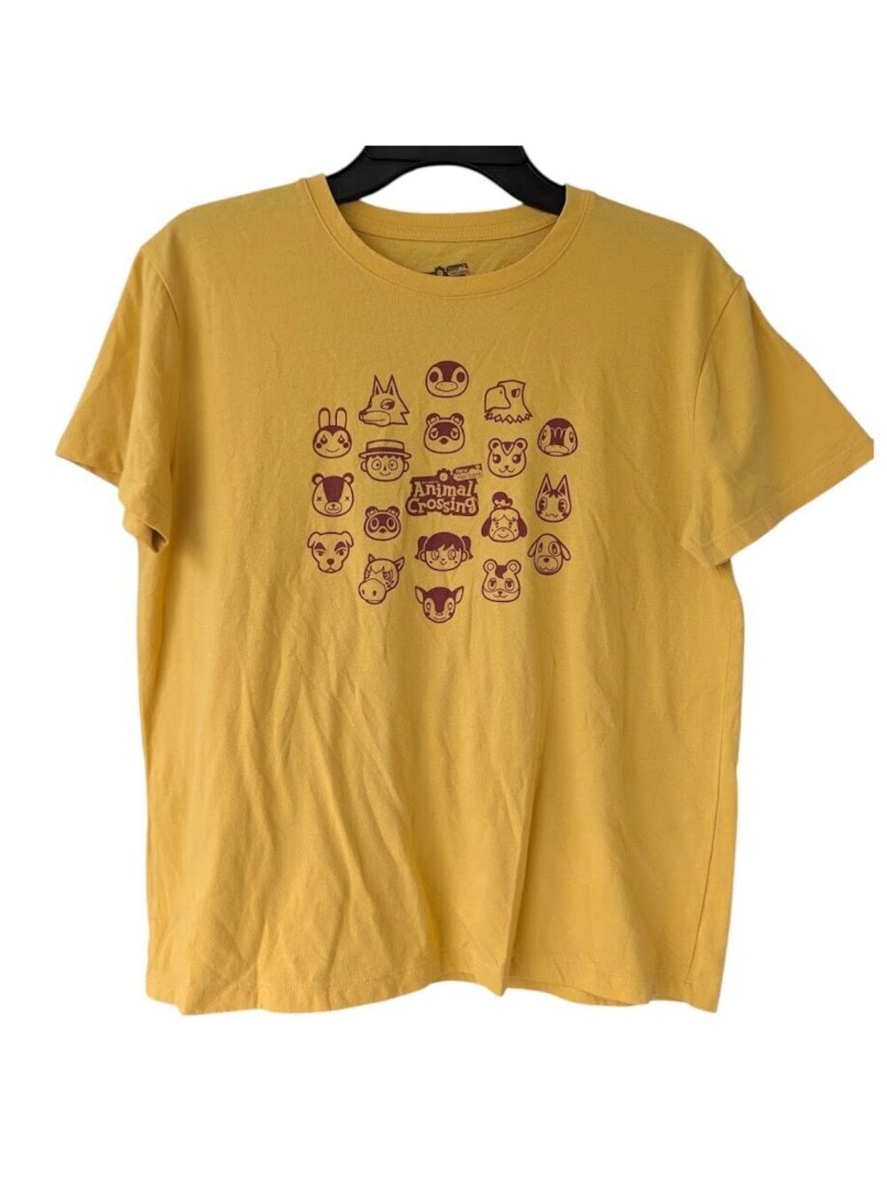 Nintendo Animal Crossing New Horizons Cropped T-Shirt Womens L Mustard 20x23.5